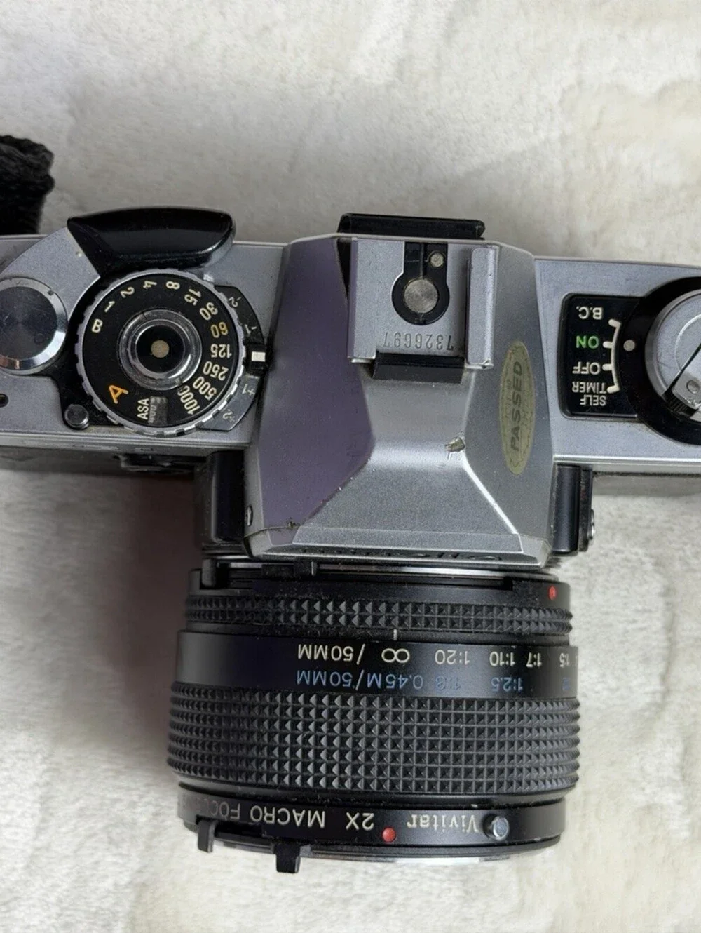 Minolta XG-1 35mm SLR Film Camera Body w/ Vivitar 2X Macro Focus Teleconverter